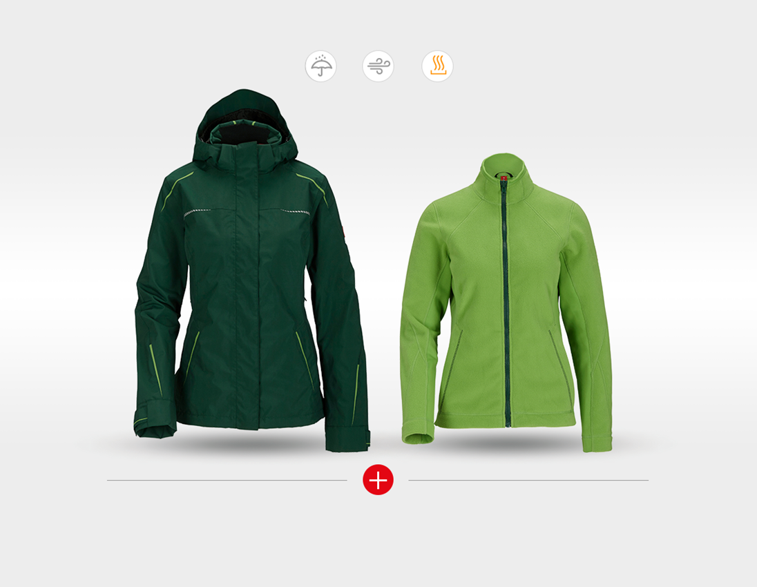 Jacken: 3 in 1 Funktionsjacke e.s.motion 2020, Damen + grün/seegrün 2