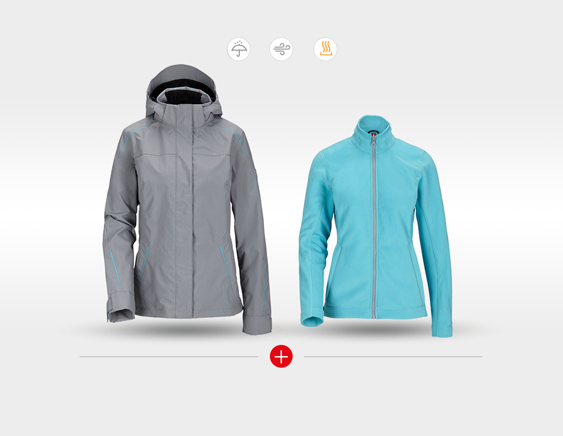 Jacken: 3 in 1 Funktionsjacke e.s.motion 2020, Damen + platin/capri 4