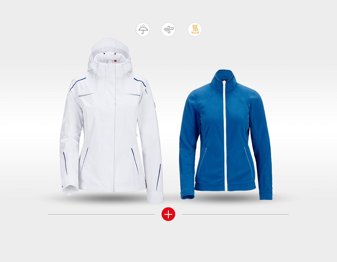 Jacken: 3 in 1 Funktionsjacke e.s.motion 2020, Damen + weiß/enzianblau 2