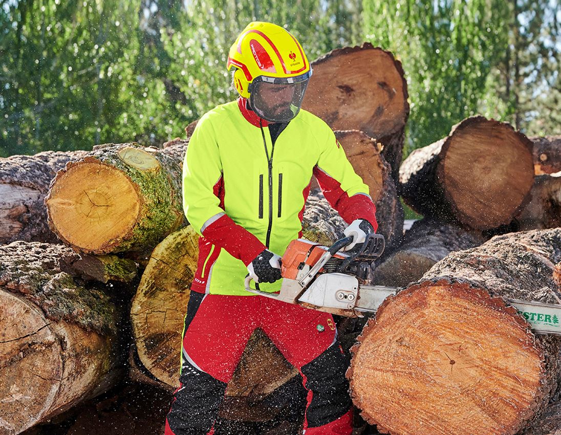 Jacken: e.s. Forst-Jacke, KWF + rot/warngelb 2