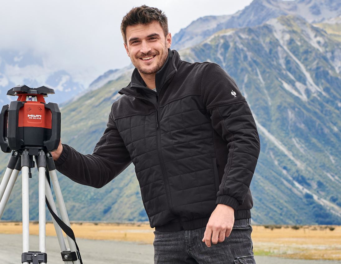 Jacken: Hybrid Fleecejacke e.s.concrete + schwarz