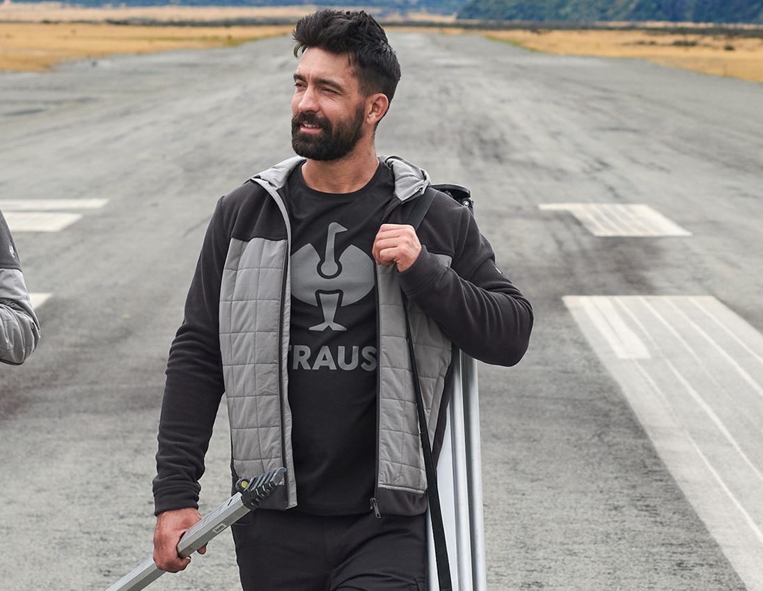 Jacken: Hybrid Kapuzenfleecejacke e.s.concrete + schwarz/basaltgrau 1