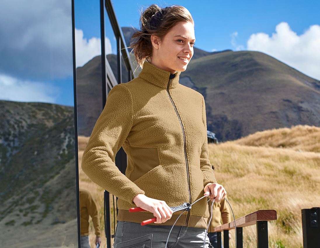 Jacken: Faserpelz Jacke e.s.vintage, Damen + sepia