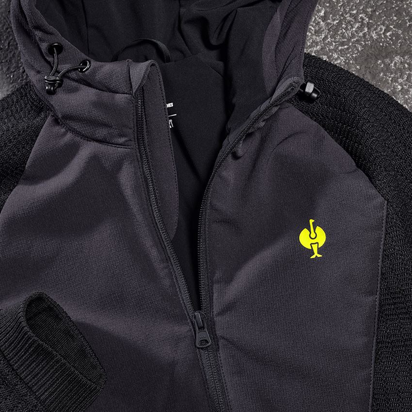 Giacche da lavoro: Giacca ibr. in maglia c.cappuccio e.s.trail, donna + nero/giallo acido 2