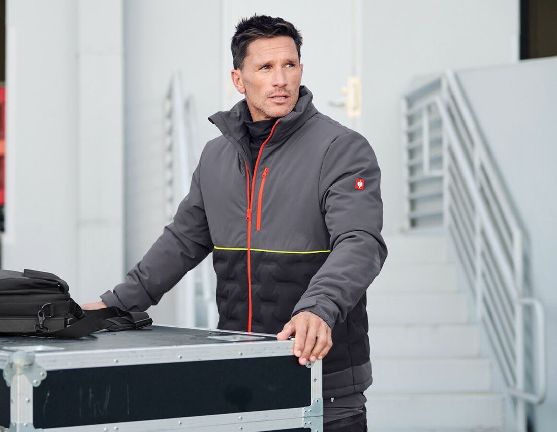 Jacken: e.s. Padded-Jacke + anthrazit/schwarz/warnorange/warngelb 1