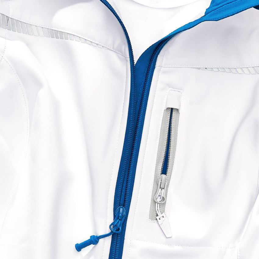 Westen: Softshell Weste e.s.motion 2020, Damen + weiß/enzianblau 2