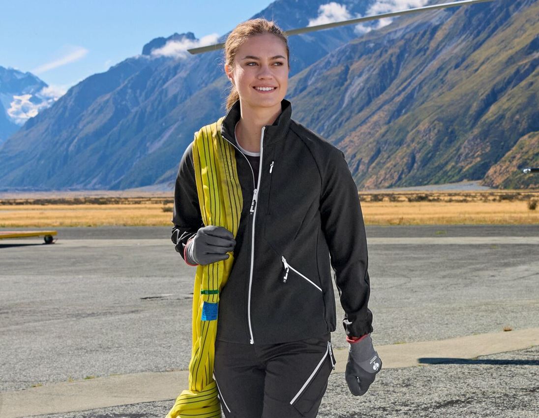 Jacken: Softshelljacke e.s.ambition, Damen + schwarz/platin