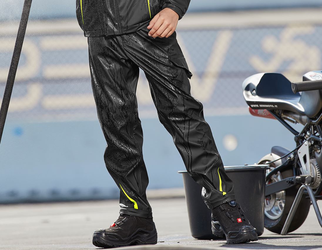 Hosen: Regenbundhose e.s.motion 2020 superflex,Kinder + schwarz/warngelb/warnorange