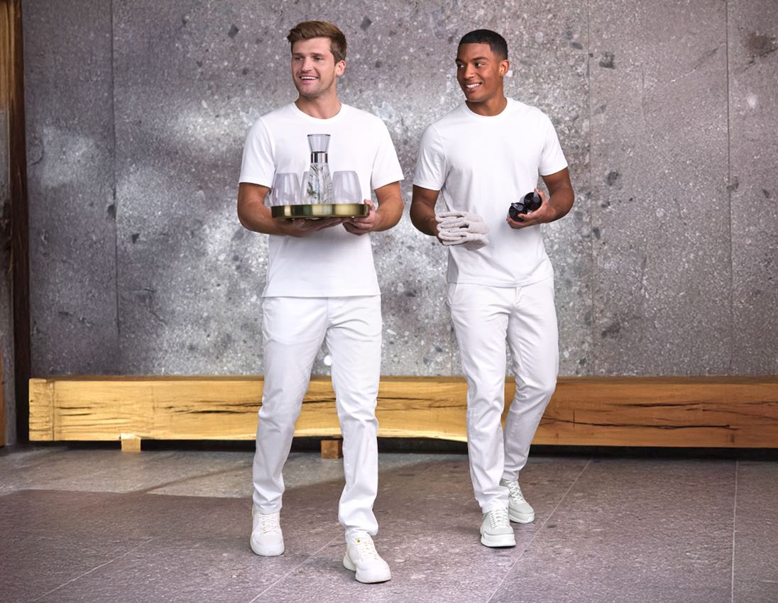 Hosen: e.s. 5-Pocket-Berufshose Chino + weiß 2