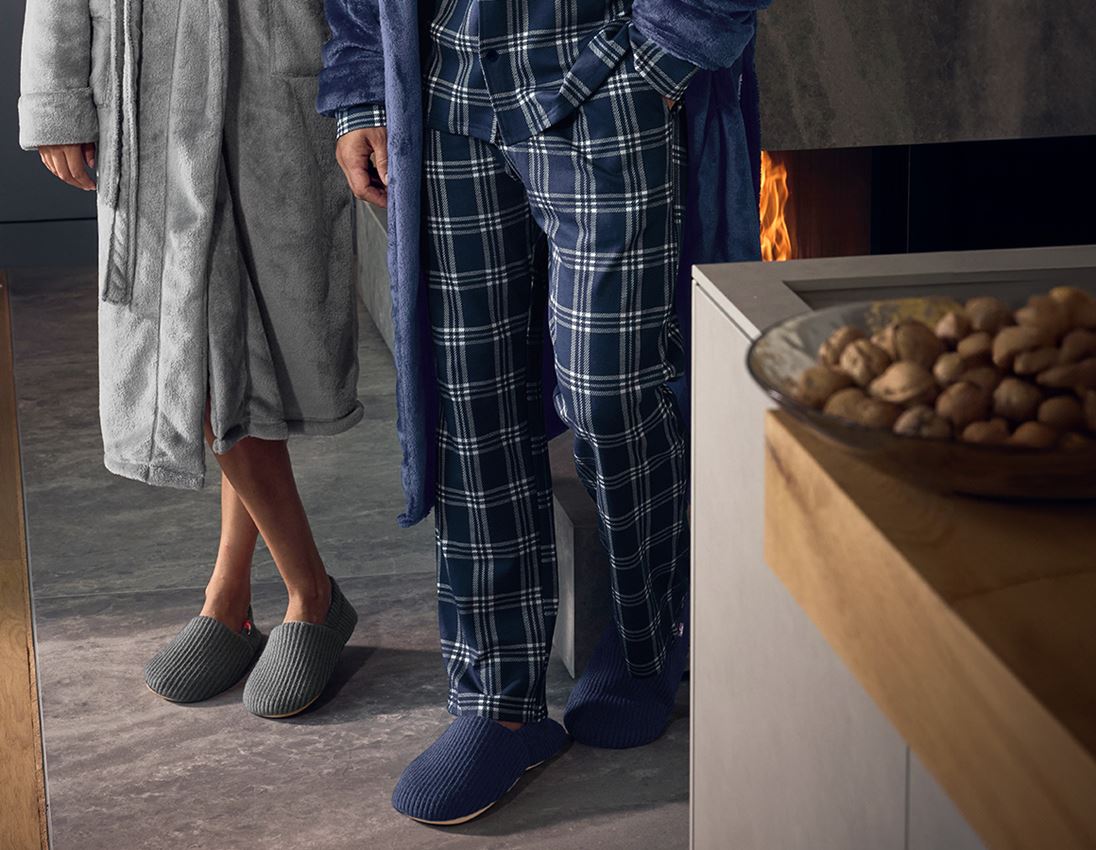 Accessoires: e.s. Karo-Pyjama Hose + tiefblau/weiß