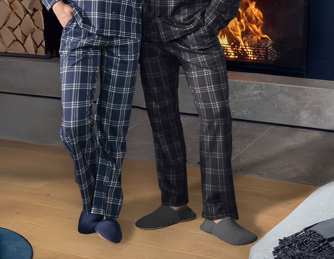 Accessoires: e.s. Karo-Pyjama Hose, Damen + tiefblau/weiß 2