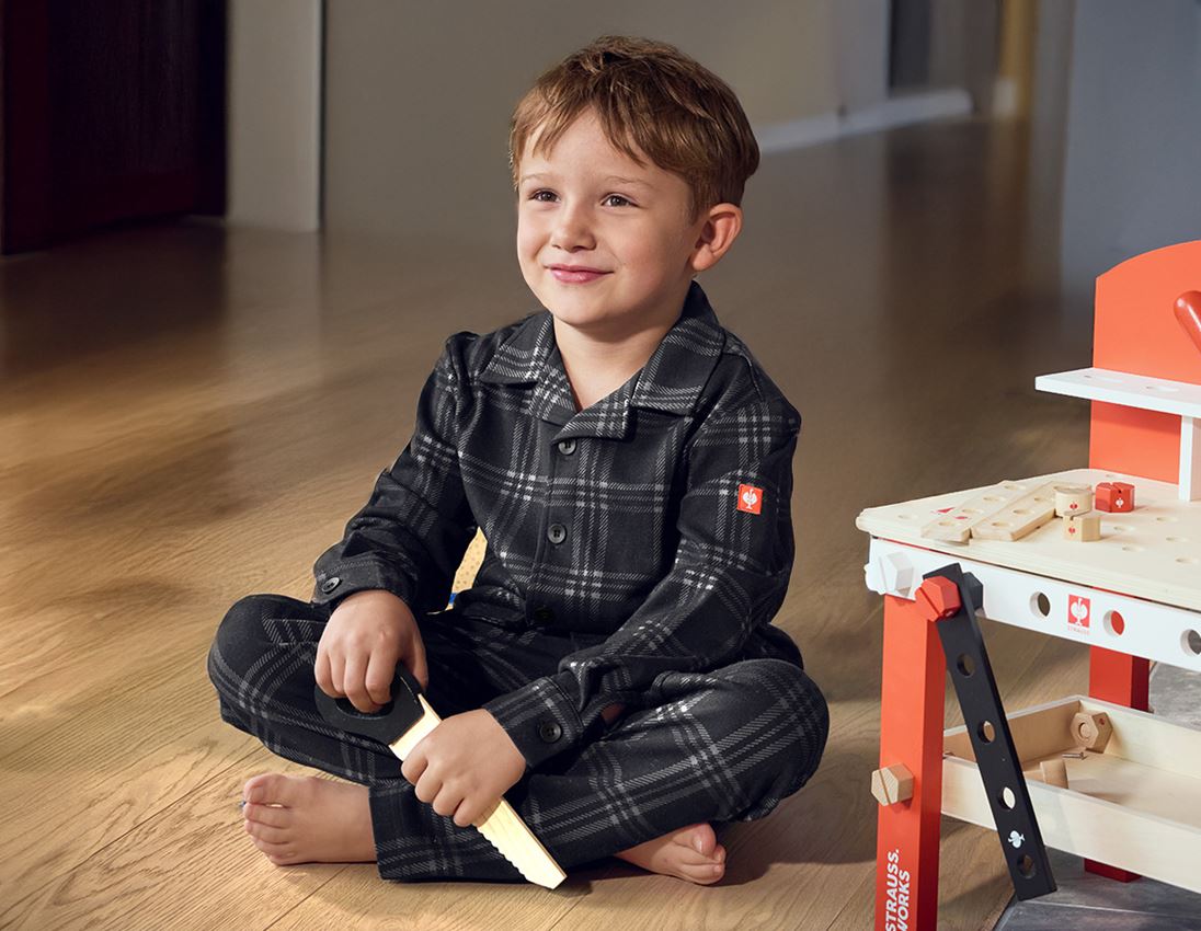 Accessoires: e.s. Karo-Pyjama Hose, Kinder + schwarz/basaltgrau 1