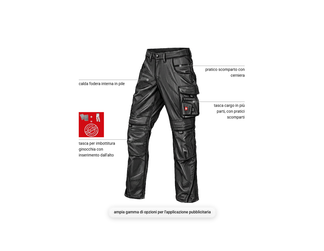 Pantaloni: Pantaloni invernali e.s.line.core + nero 1