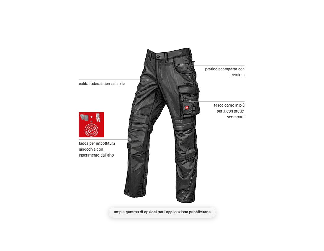 Pantaloni: Pantaloni invernali e.s.line.core + nero/platino 1