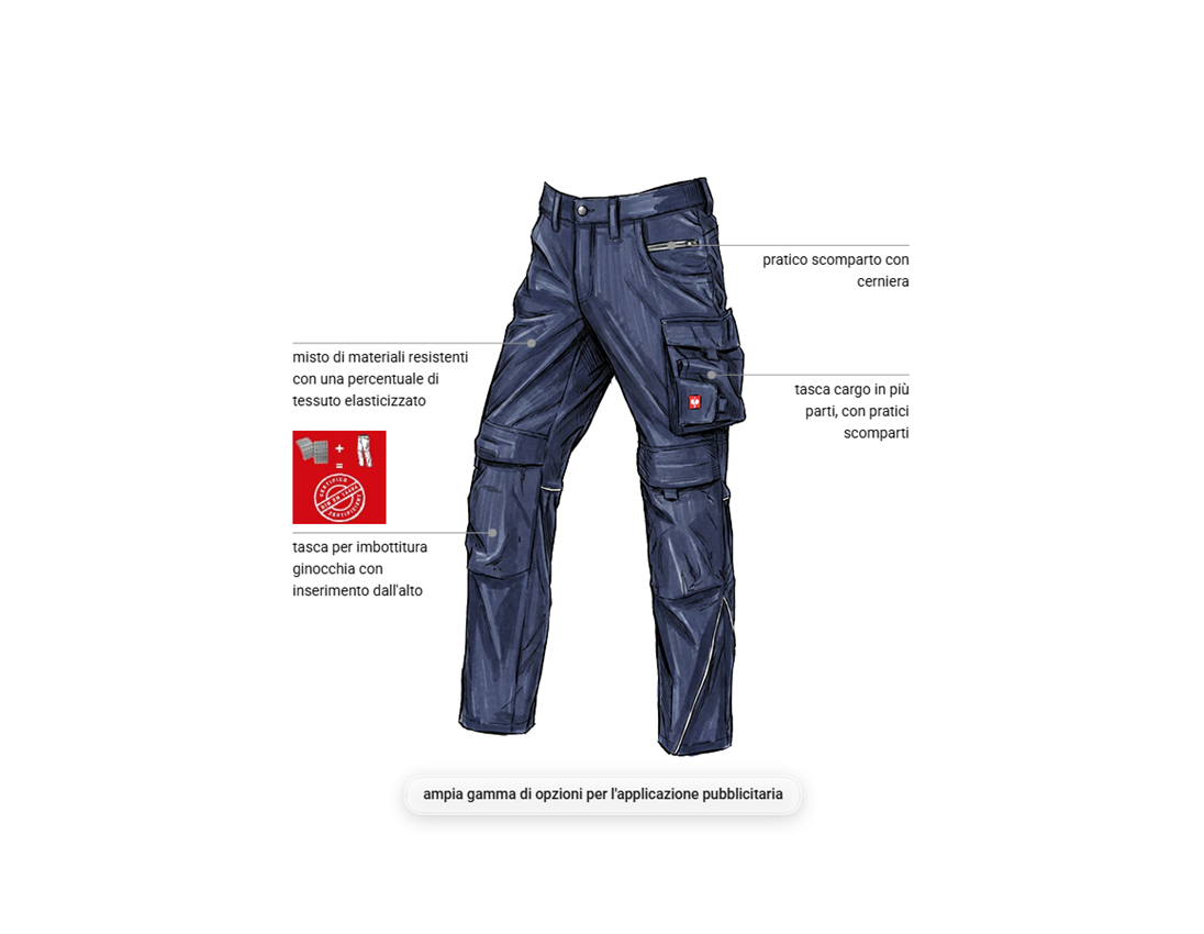 Pantaloni: Pantaloni stretch e.s.line.core + blu scuro/platino 1