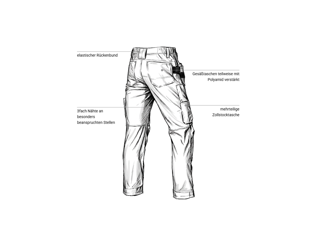 Arbeitshosen: Stretch Holster Bundhose e.s.line.core + weiß/platin 2
