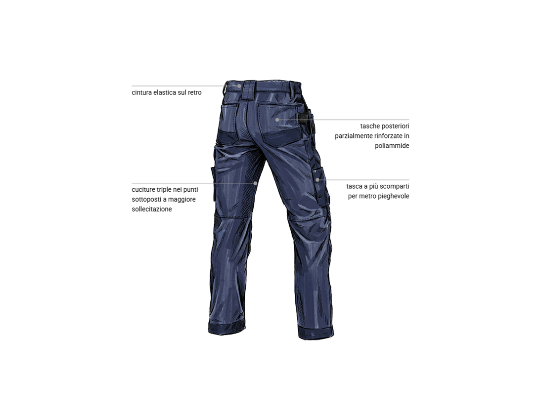 Pantaloni: Pantaloni stretch holster e.s.line.core + blu scuro/platino 2