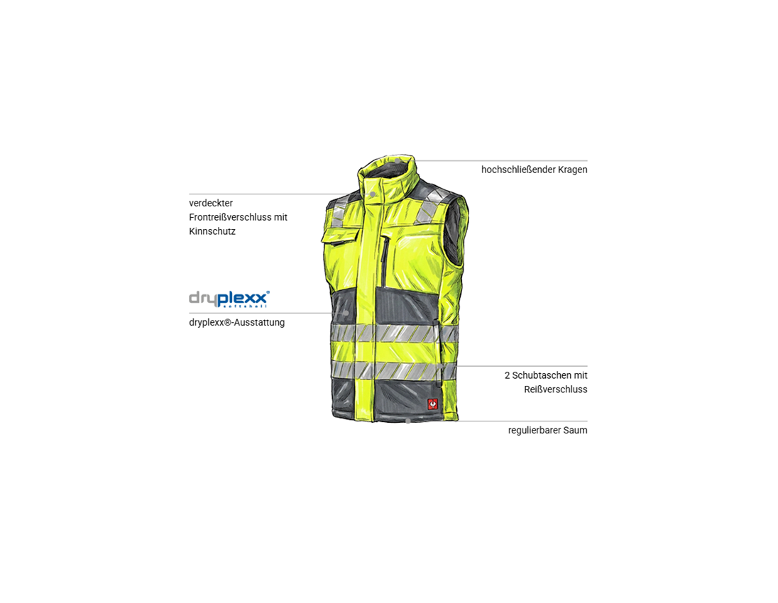 Westen: Warnschutz Winter Softshellweste e.s.motion 24/7 + anthrazit/warngelb 1