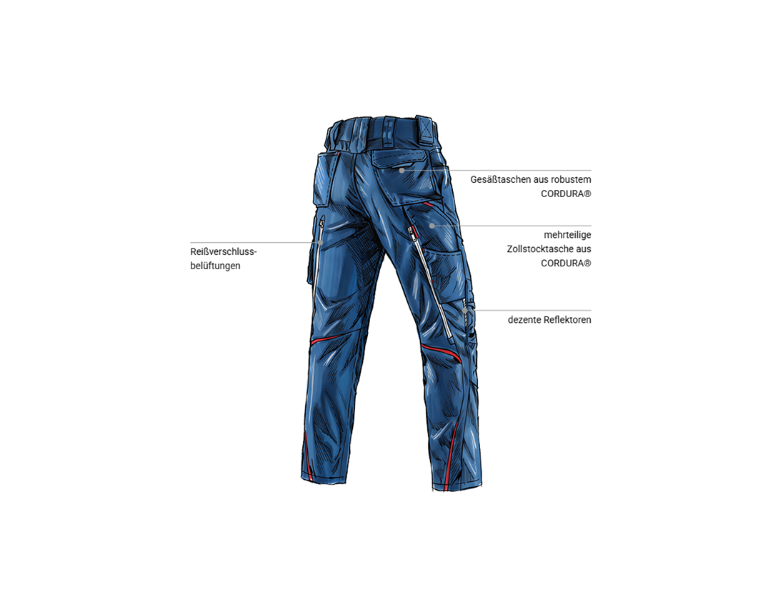 Bekleidung: Bundhose e.s.motion 2020 + kornblau/feuerrot 2