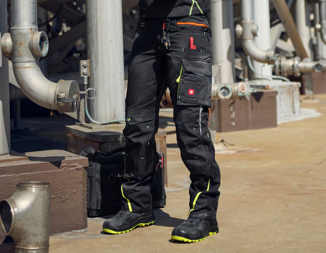 Installateur / Klempner: Damenhose e.s.motion 2020 + schwarz/warngelb/warnorange