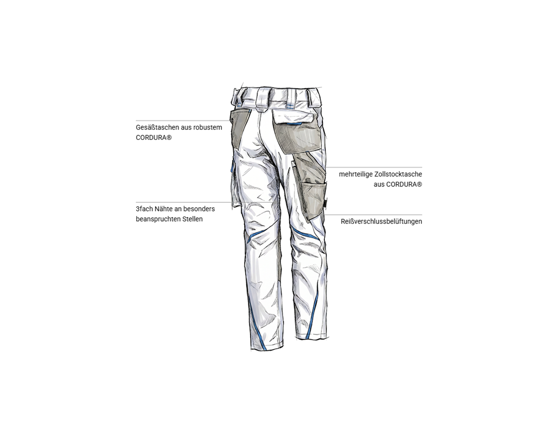 Bekleidung: Damenhose e.s.motion 2020 + weiß/enzianblau 2
