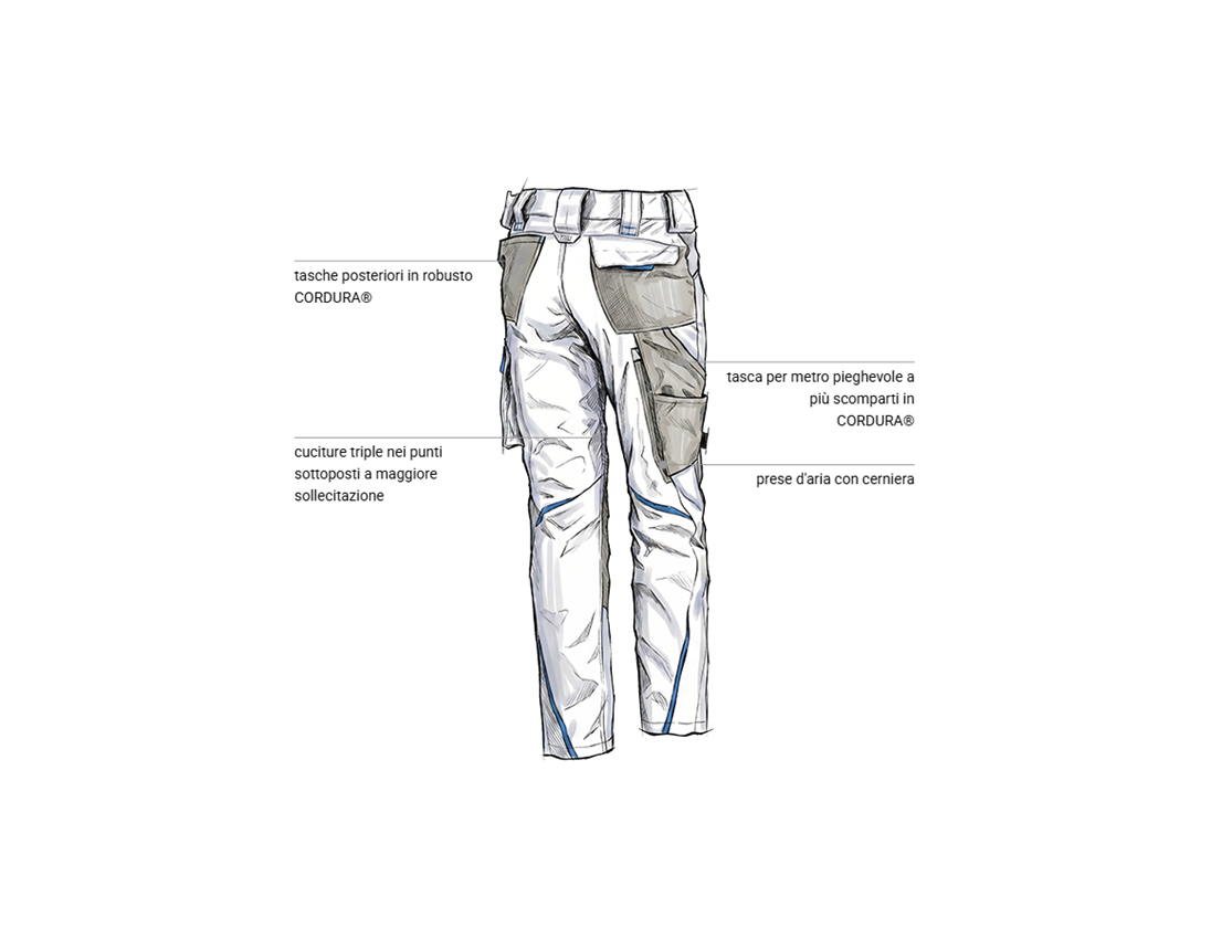Pantaloni da lavoro: Pantaloni da donna e.s.motion 2020 + bianco/blu genziana 2