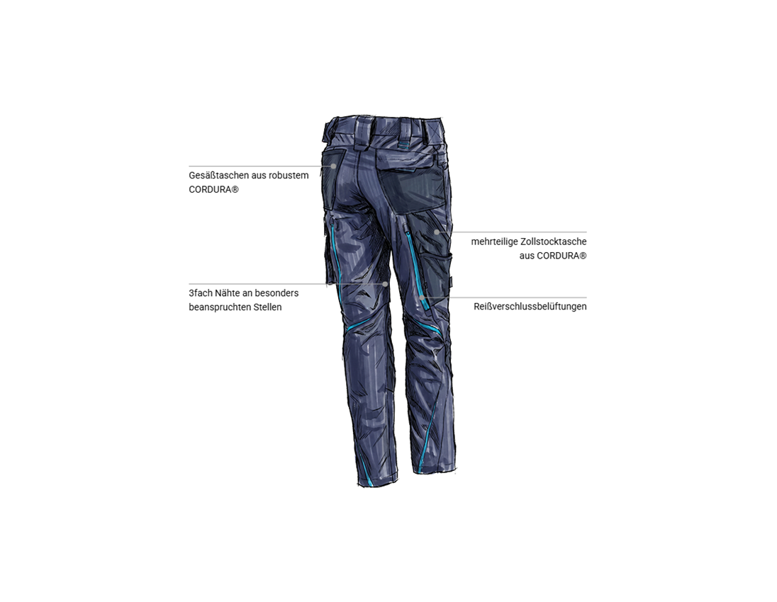 Bekleidung: Damenhose e.s.motion 2020 + dunkelblau/atoll 2