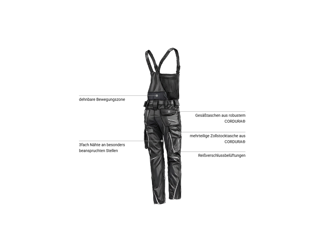 Hosen: Damen Latzhose e.s.motion 2020 + schwarz/platin 2