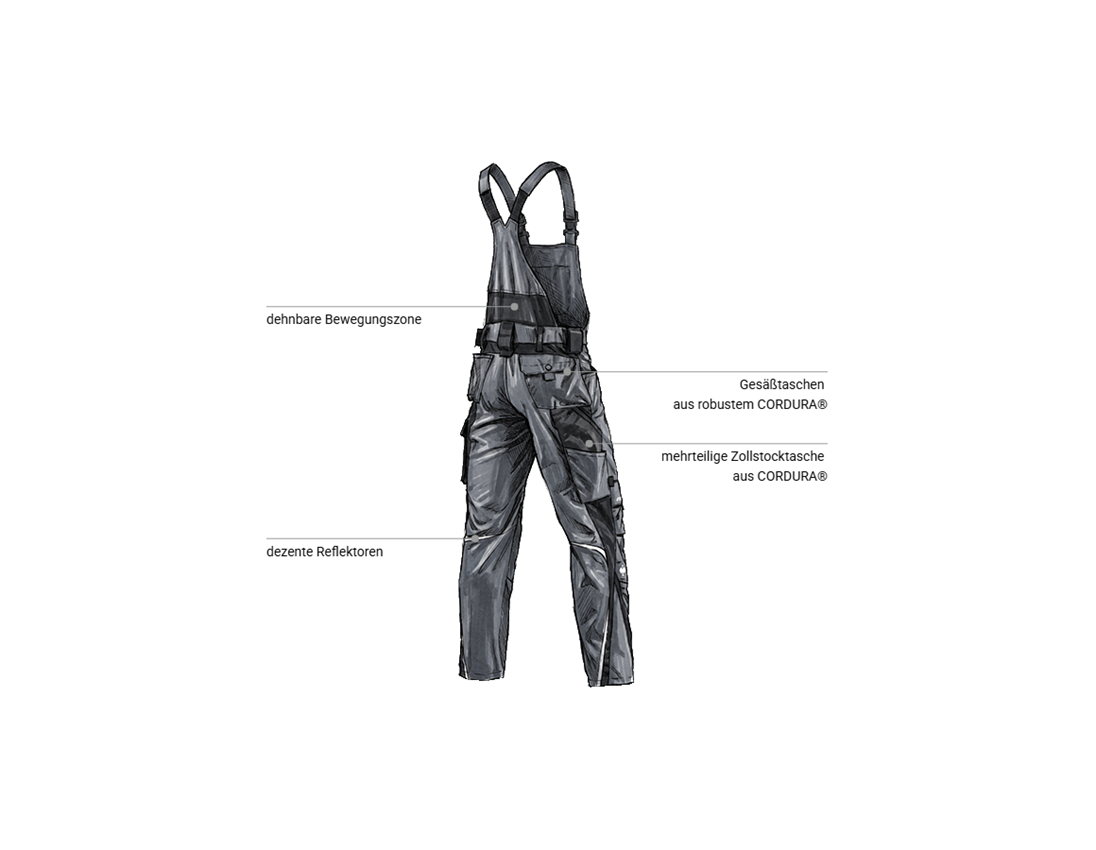 Kfz-Mechatroniker: Latzhose e.s.motion + grau/schwarz 2