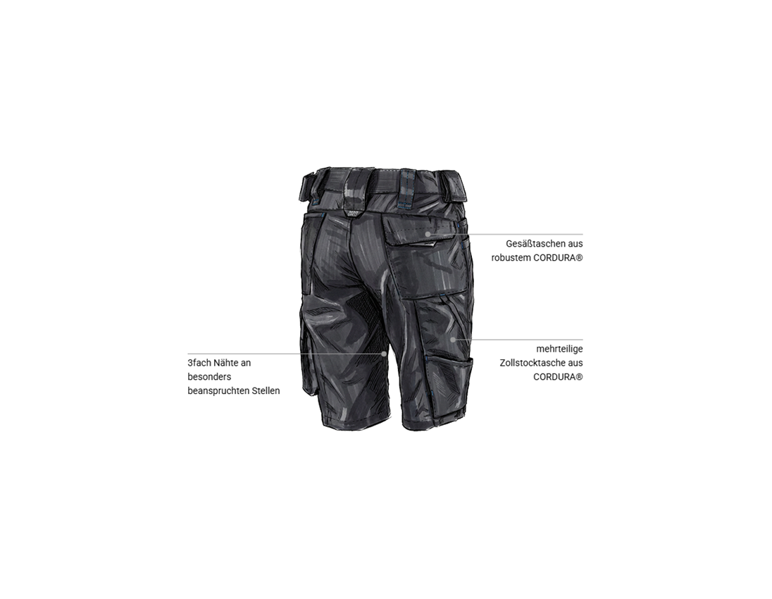 Bekleidung: Short e.s.motion 2020, Damen + graphit/enzianblau 2
