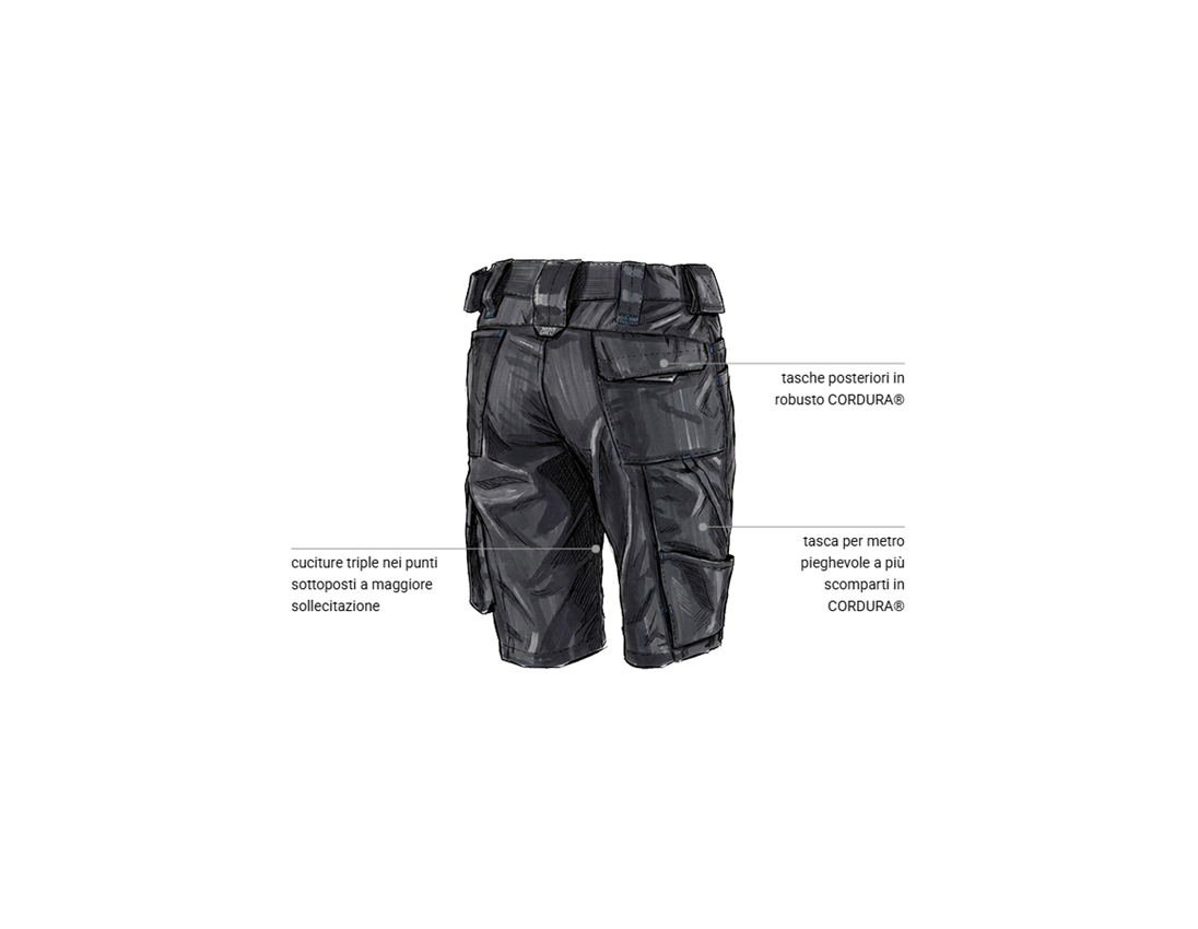 Pantaloni da lavoro: Short e.s.motion 2020, donna + grafite/blu genziana 2