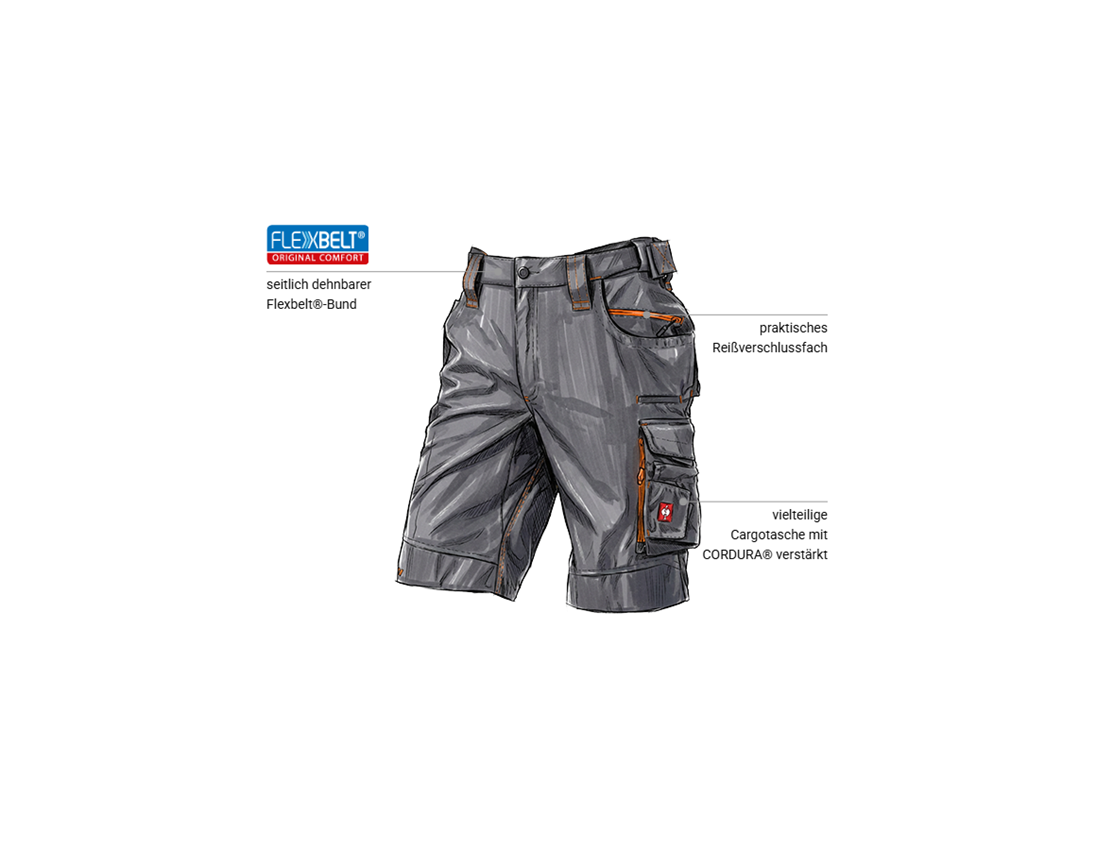 Bekleidung: Short e.s.motion 2020 + anthrazit/warnorange 1