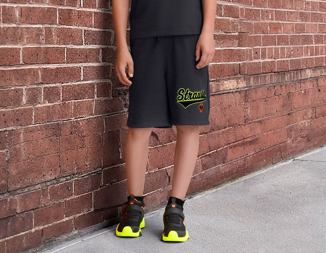Accessoires: Sweat Short e.s.e:pic, Kinder + schwarz/warngelb/warnorange