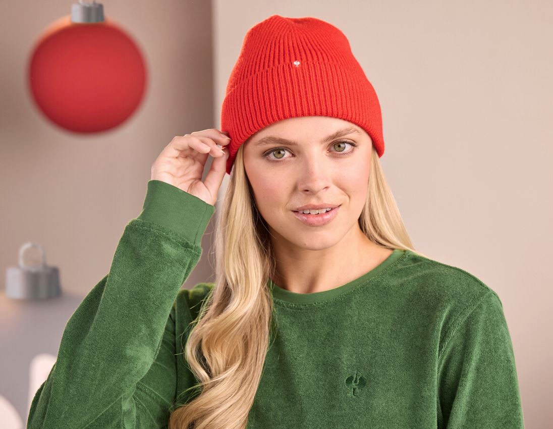 Accessoires: e.s. Strickmütze + straussrot