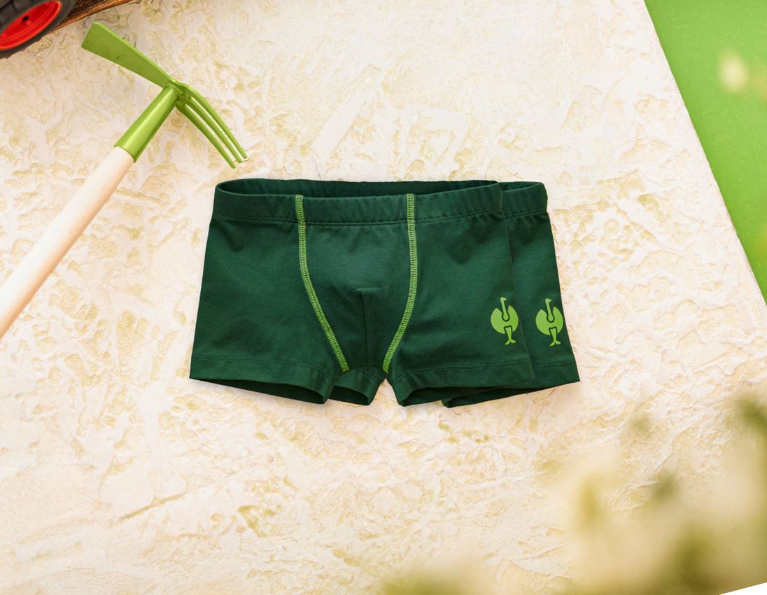 Unterwäsche: e.s. cotton stretch Pants, 2er Pack, Kinder + grün/seegrün