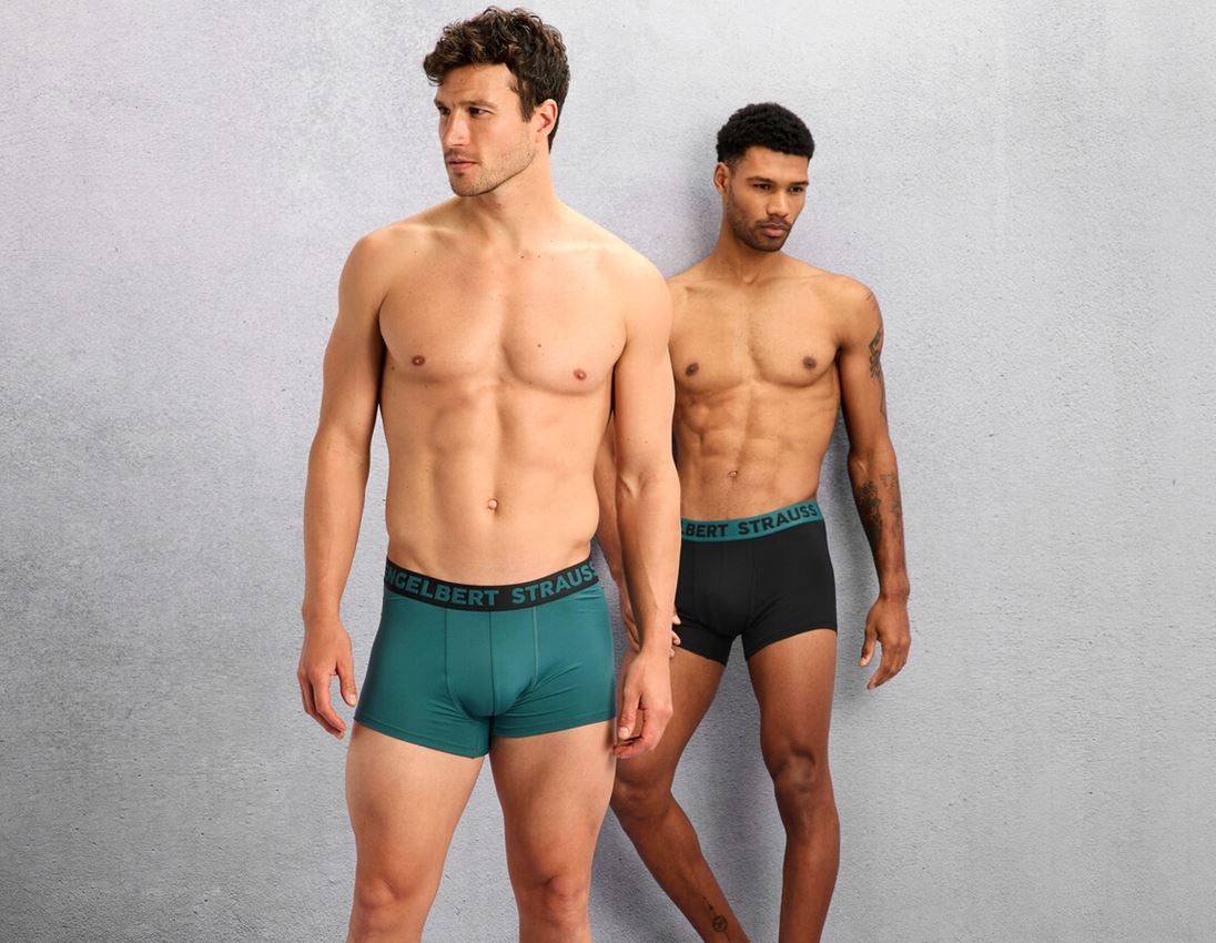 Unterwäsche | Thermokleidung: e.s. poly stretch Pants, 2er Pack + schwarz/smaragdgrün+smaragdgrün/schwarz