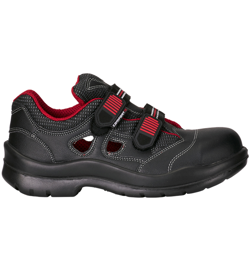 S1P	: S1P Sicherheitssandale Comfort12 + schwarz/rot