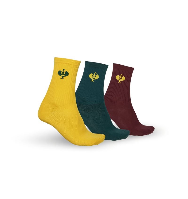 Socken | Strümpfe: Funktionssocken e.s.trail light/high, 3er pack + smaragdgrün+mahagonirot+chromgelb