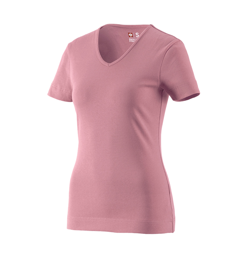 Shirts & Co.: e.s. T-Shirt cotton V-Neck, Damen + altrosa