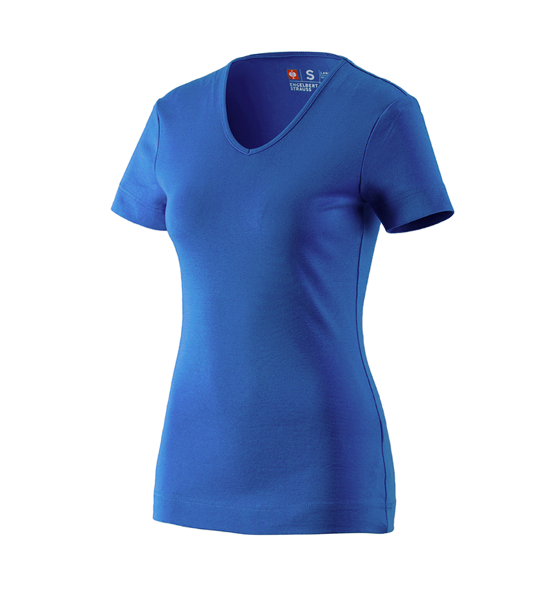 Shirts & Co.: e.s. T-Shirt cotton V-Neck, Damen + enzianblau 2
