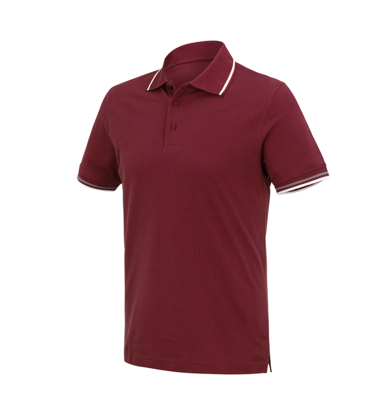 Shirts & Co.: e.s. Polo-Shirt cotton Deluxe Colour + bordeaux/aluminium
