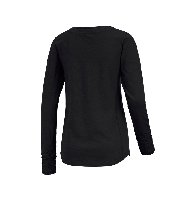 Shirts & Co.: e.s. Longsleeve cotton slub, Damen + schwarz 1