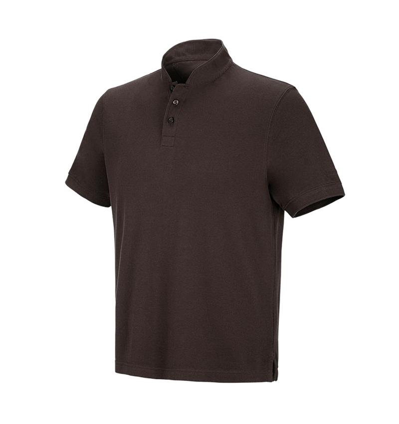 Shirts & Co.: e.s. Polo-Shirt cotton Mandarin + kastanie 2