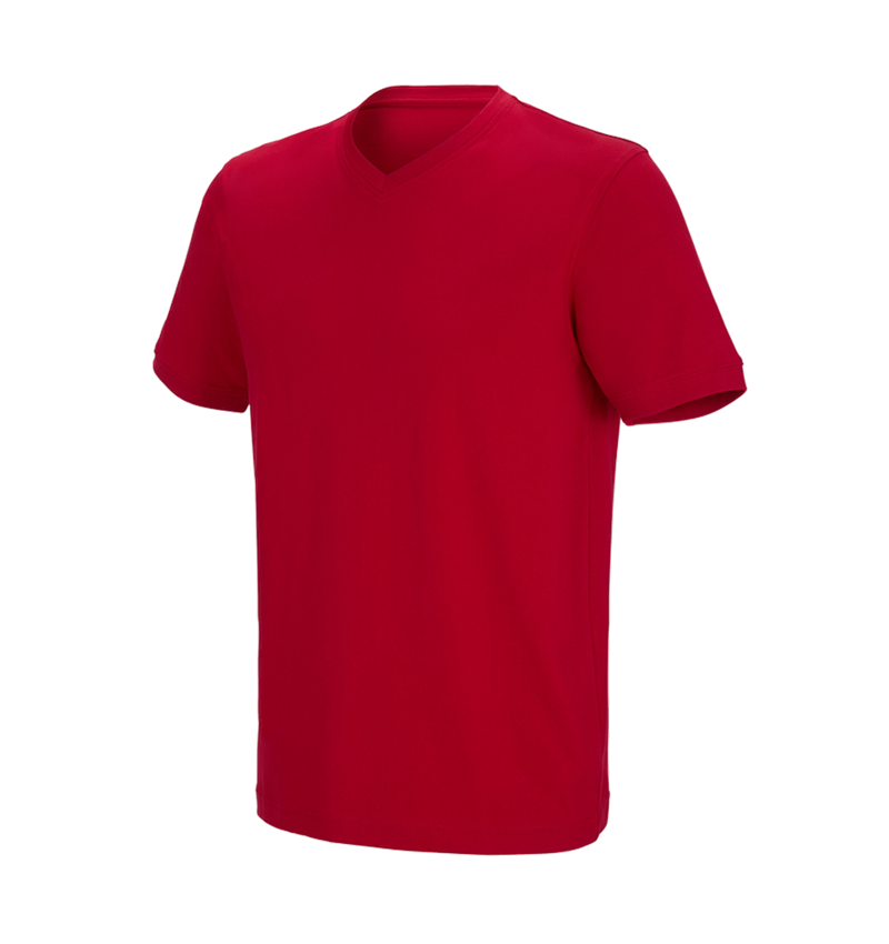 Shirts & Co.: e.s. T-Shirt cotton stretch V-Neck + feuerrot 2