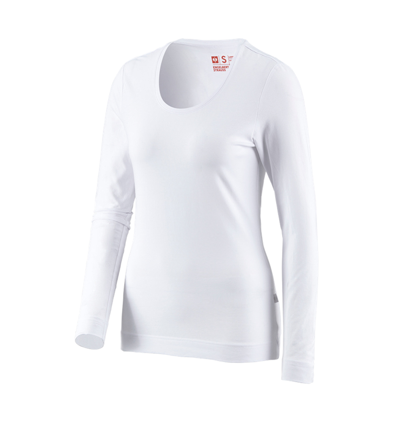 Shirts & Co.: e.s. Longsleeve cotton stretch, Damen + weiß 3