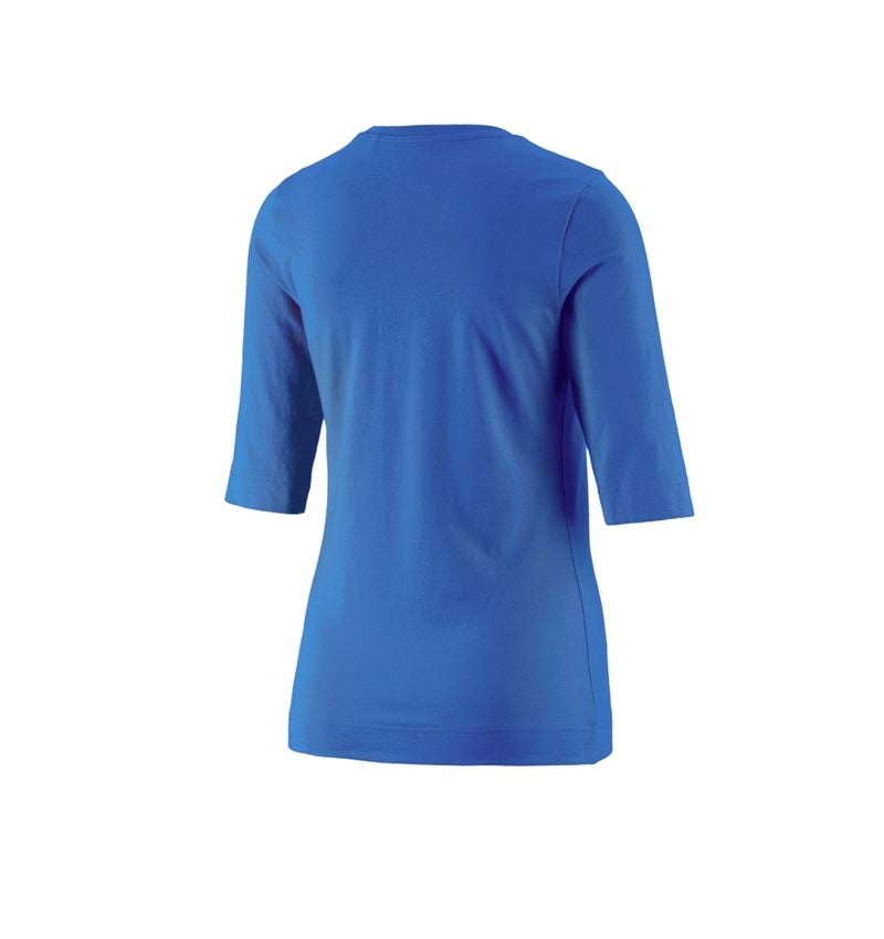 Maglie | Pullover | Bluse: e.s. maglia con manica a 3/4 cotton stretch, donna + blu genziana 3