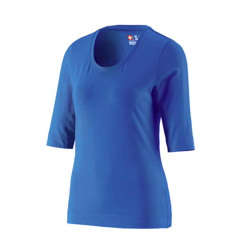 Maglie | Pullover | Bluse: e.s. maglia con manica a 3/4 cotton stretch, donna + blu genziana 2