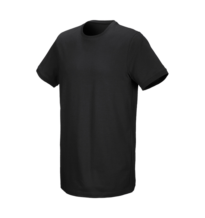 Shirts & Co.: e.s. T-Shirt cotton stretch, long fit + schwarz 2