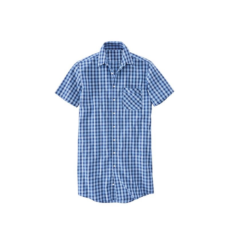 Shirts & Co.: Kurzarm-Hemd Lübeck, extra lang + dunkelblau/azur/kornblau