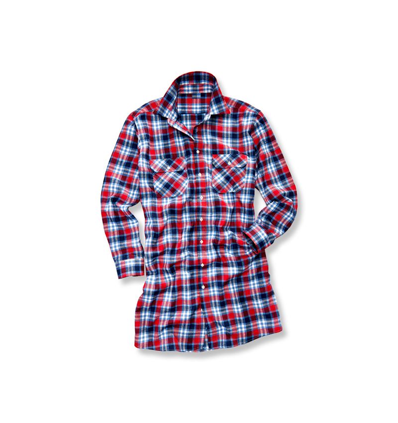 Shirts & Co.: Baumwoll-Hemd Bergen, extra lang + rot/dunkelblau/kobalt